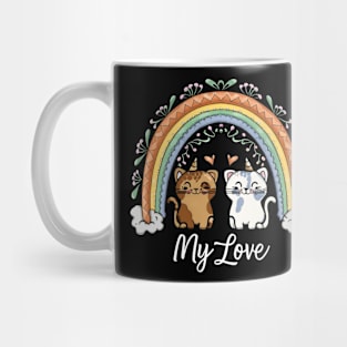 Cute Retro Valentine's Day Kittens with Hearts Mug